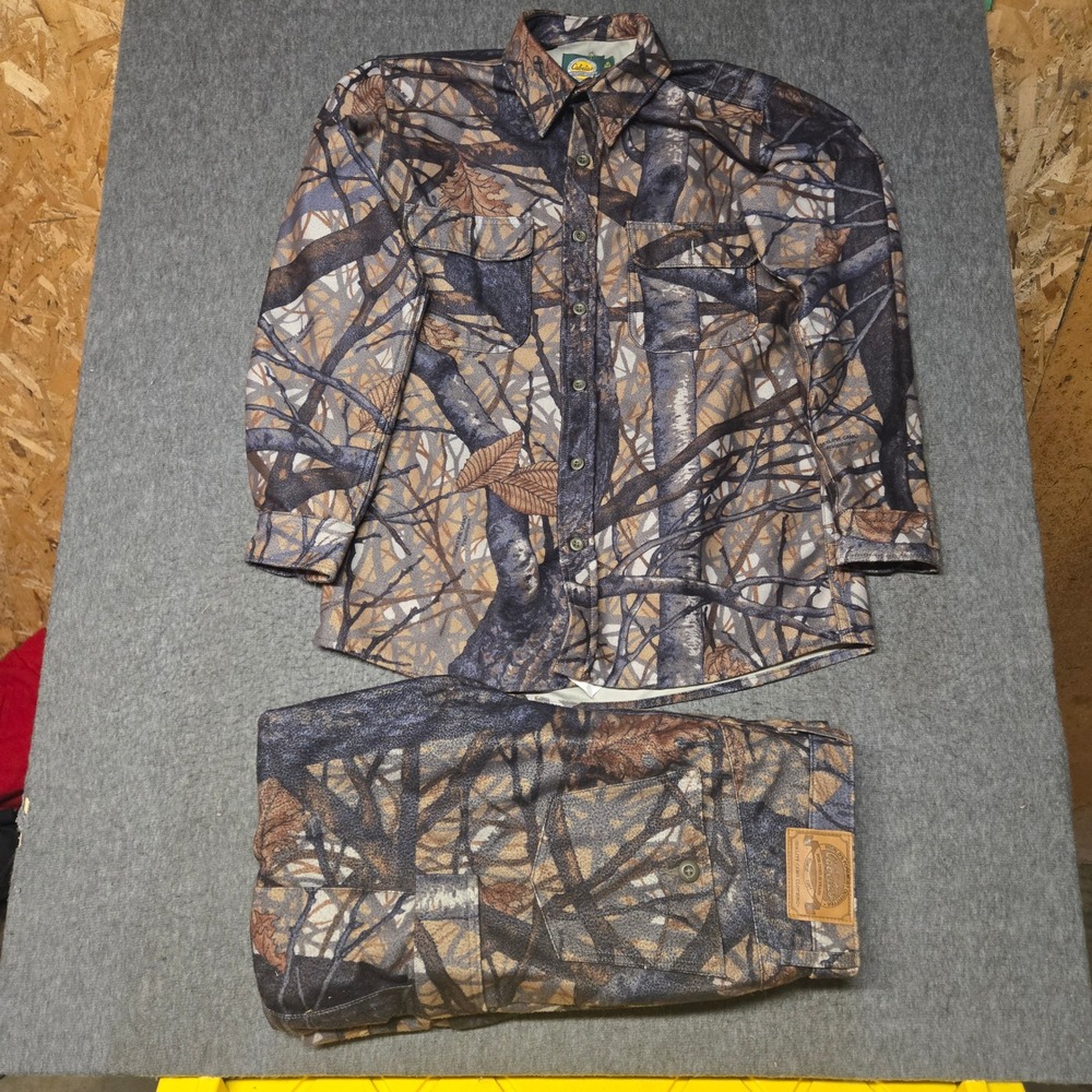 VintageCabela's Skyline Camo Hunting Shirt Cargo Pants Set USA Made Men's M 34